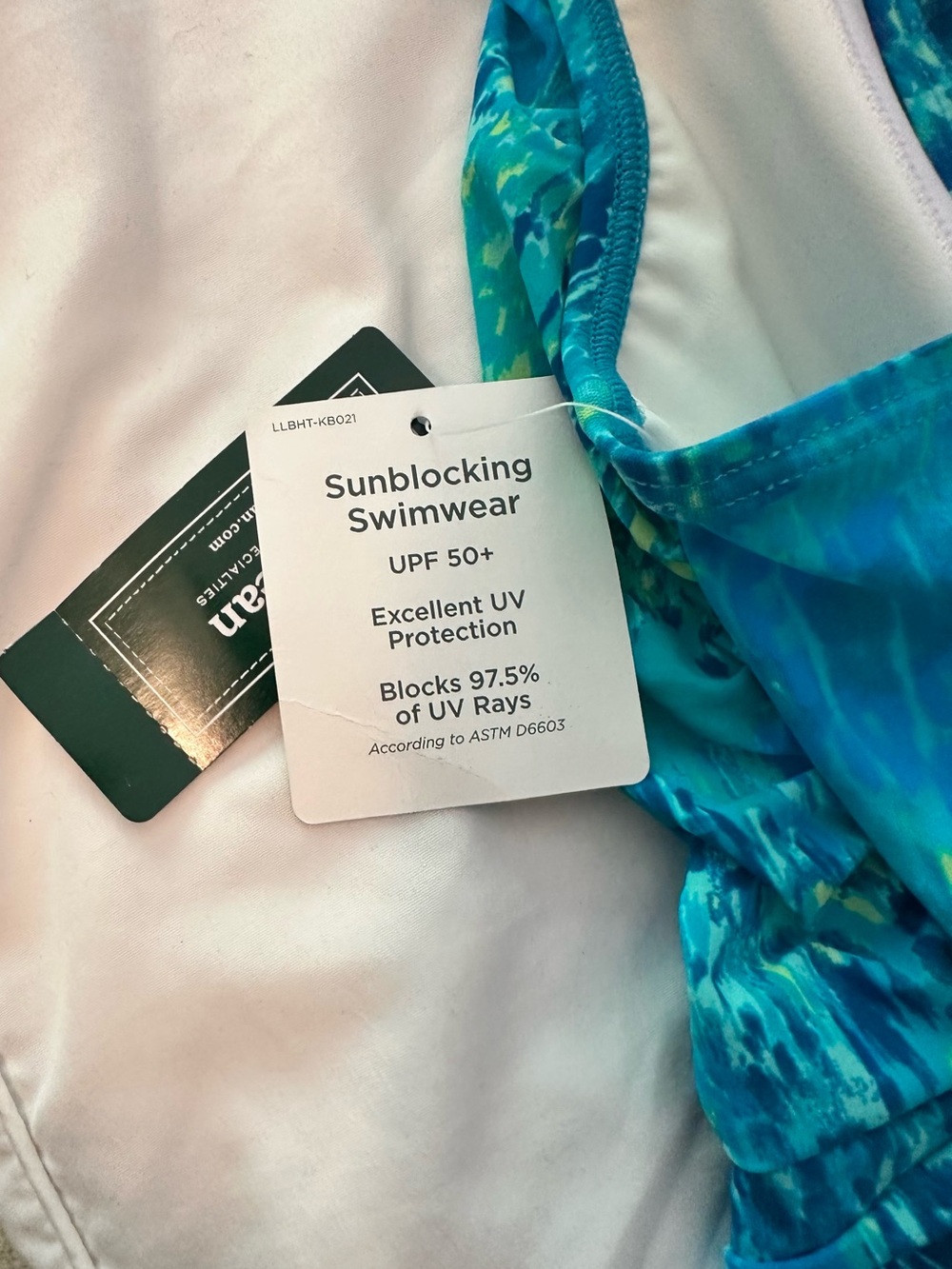 L.L. Bean Turquoise and Teal Patterned One-Piece Swimsuit - Picture 10 of 15